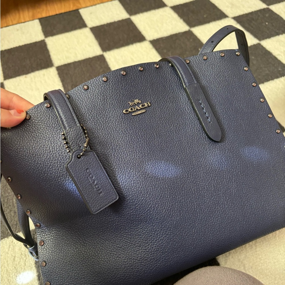 Coach Fushia Crystal Rivets Blue three way Charlie carryall MSRP $450